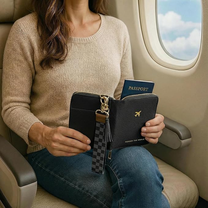 Beautiful Passport Holder for Travel with Wristlet Strap - All-in-One Wallet for Women with Card Slots and Tassel Keychain - Perfect RFID Blocking Case to Keep Your Travel Documents Organized & Safe