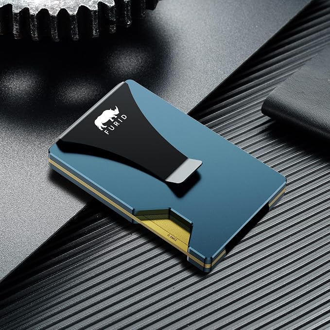 furid Minimalist Card Wallet for Men Slim: Rfid Metal Wallet with Money Clip Credit Card Holder - Gift for Man Husband at Brithday Stocking Stuffers
