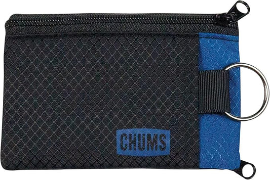 Chums Surfshorts Wallet - Lightweight Slim Wallet with RFID Blocking Card & Clear ID Window - Zippered, Water Resistant w/Key Ring