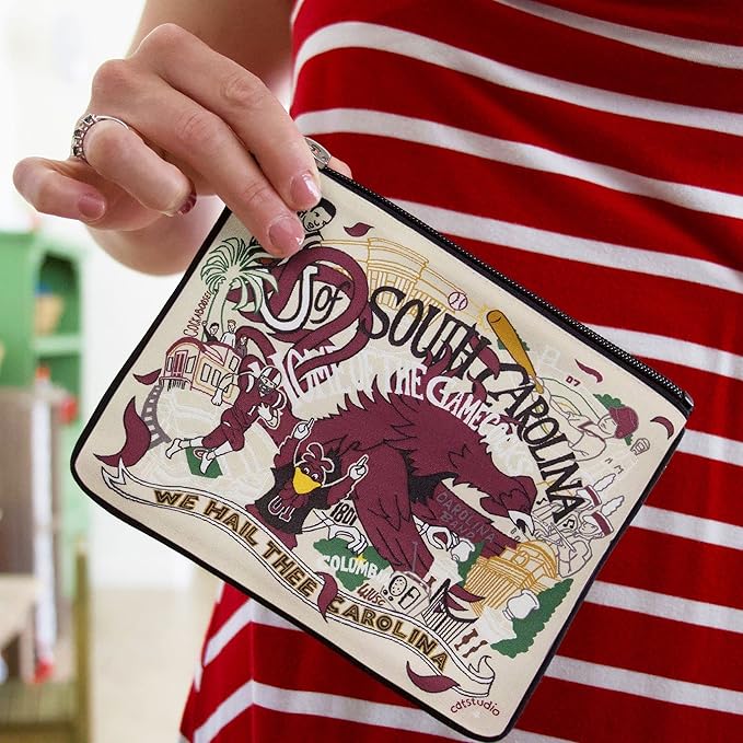 Catstudio Collegiate Zipper Pouch, University of South Carolina Travel Toiletry Bag, Ideal Gift for Alumni, Makeup Bag, Dog Treat Pouch, or Travel Purse