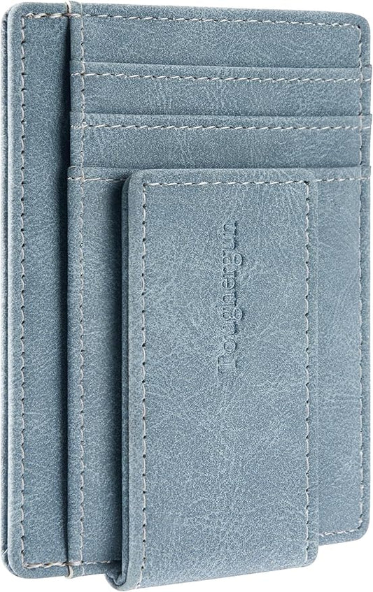 Toughergun Slim Wallet for Men RFID Blocking Money Clip, Minimalist Front Pocket Credit Card Holder, Magnetic Thin Mens Wallets with ID Window
