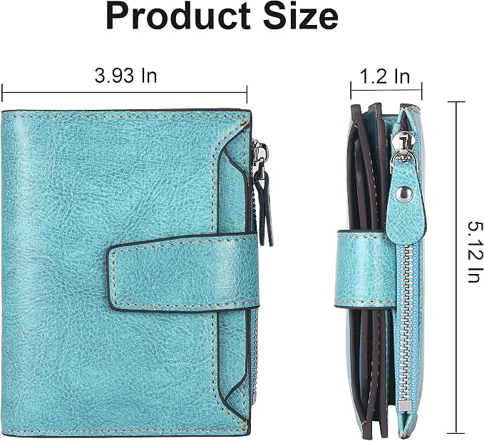 Lavemi Small Compact Women Wallet RFID Blocking Genuine Leather Bifold Purse with ID Windows