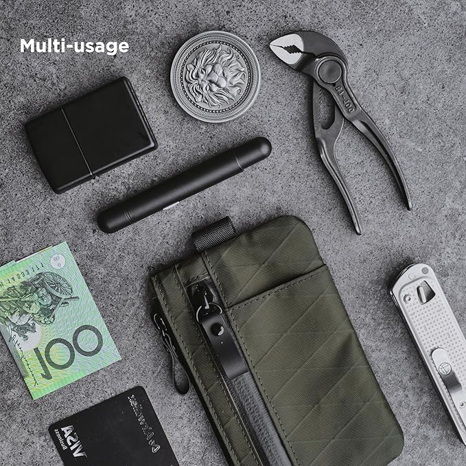 ALPAKA Zip Pouch Pro - Minimalist Zipper Wallet - with RFID Blocking ID Card Holder Wallet with Zipper for Men with Multi-tool Slot