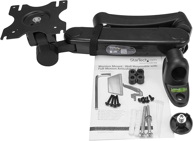 StarTech.com Wall Mount Monitor Arm - Full Motion Articulating - Adjustable - Supports Monitors 12??to 34??- VESA Monitor Wall Mount - Black (ARMPIVWALL)