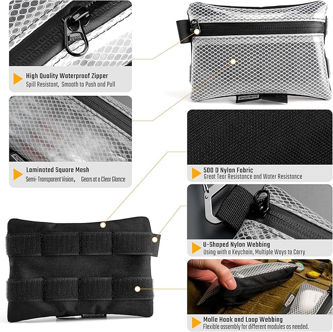 TACTICAL_GEEK Storage A5 EDC Storage Pouch Set, Multi-Purpose Molle EDC Gadget Pouch, Multi-Functional Utility Small Tool Pocket,Luggage Organiser Divider Small Pouch Organizer for Daily Carry (White)