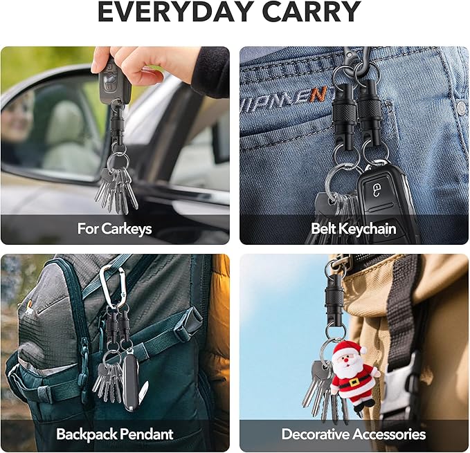 Quick Release Keychain with Detachable Key Rings-Heavy Duty Retractable Key Chain Clip for Men&Wome