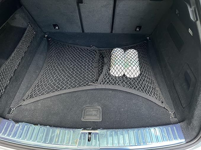 Floor Style Automotive Elastic Trunk Mesh Cargo Net for Porsche Cayenne 2019-2025 - Premium Trunk Organizers and Storage - Luggage Net for Crossover - Best Car Organizer for Porsche Cayenne Coupe