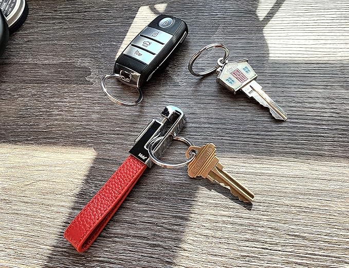 Mehr Key Chain - Leather Detachable Keychain, Valet Luxury Car Keyring Holder, Gift Idea Men Women KC8, Red