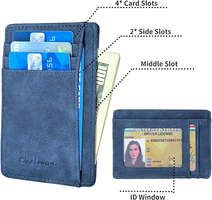 Chelmon Slim Wallet for Men, Minimalist Front Pocket RFID Blocking Credit Card Holder