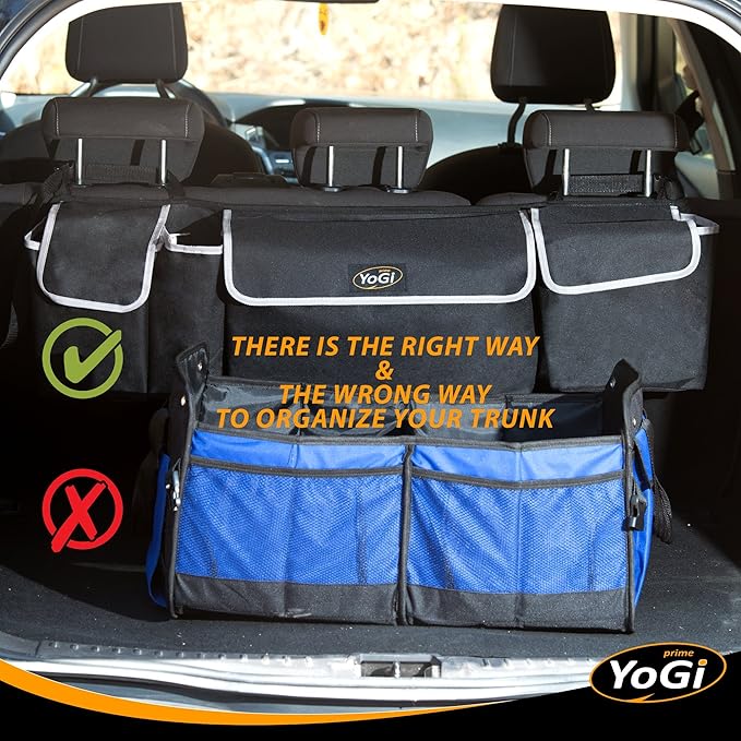 YoGi Prime Trunk Organizer for Suv | Hanging Trunk Organizer, Cars Trunk Organizers | Waterproof, 4 Pocket Backseat Storage Solution | Easy Install, Durable and Versatile