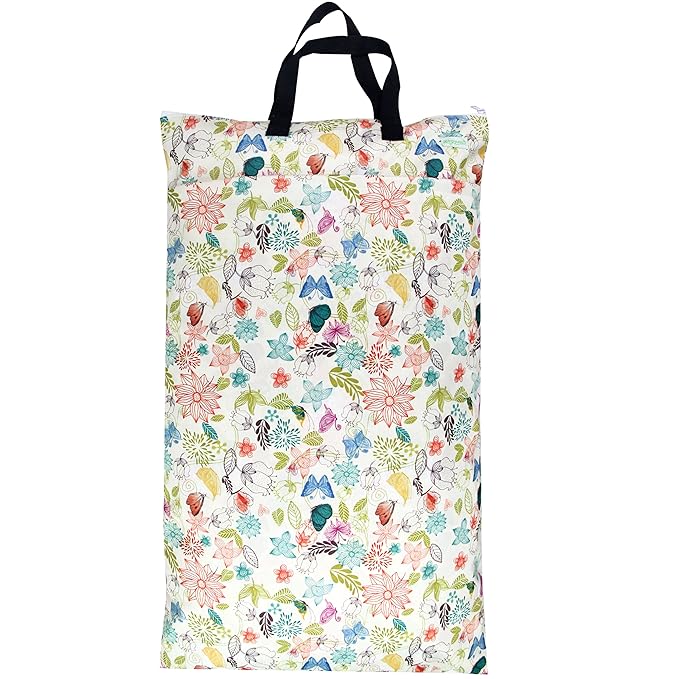 wegreeco Reusable Hanging Wet Dry Cloth Diaper Bag (Jade, Camellia)