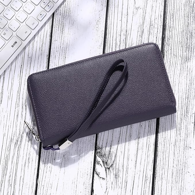 GOIACII Womens Wallet RFID Blocking Leather Zip Around Wallet Large Capacity Long Purse Credit Card Clutch Wristlet | RFID Blocking, Zip Around, Large Capacity, Long, Credit Card, Clutch
