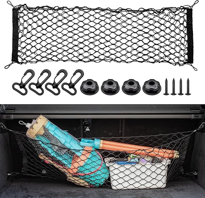 Cargo Net, Elastic Trunk Cargo Storage Organizer Net for SUVs, Cars,Trucks, Adjustable Elastic Storage Mesh Double-Layer Car Accessories 35.4 x 11.8 Inches