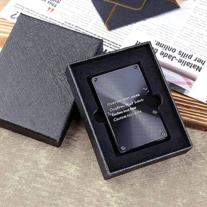 Carbon Fiber Wallets for Men Custom Wallet Gift for Husband Boyfriend Engraved Wallets for Dad from Daughter RFID Minimalist Wallet with Money Clip Mens Metal Wallet Personalized Gifts for Him-Black