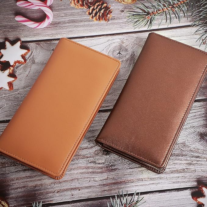 Sanlykate Leather Checkbook Cover for Men and Women, Check Book Case Card Holder with Free Divider, Standard Register Duplicate Checks with pen inserts