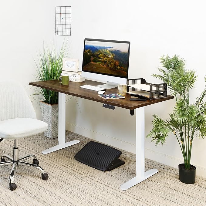 Mount-It! Motorized Electric Standing Desk Frame, Standing Desk Legs Raise up to 46.5", Sit Stand Desk Legs Adjustable Height with Memory Controller, Home and Office DIY Workstation in White