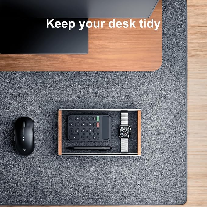 UPERGO Walnut Headphone Stand for Desk, Desk Tray Organizer, Nightstand Organizer