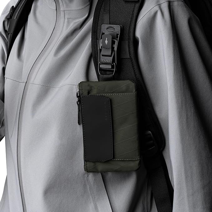 ALPAKA Zip Pouch Coin - Compact EDC Card Holder and Cash Wallet - RFID Blocking Minimalist Travel Wallet - Weatherproof Dark Green X-Pac VX21 Fabric