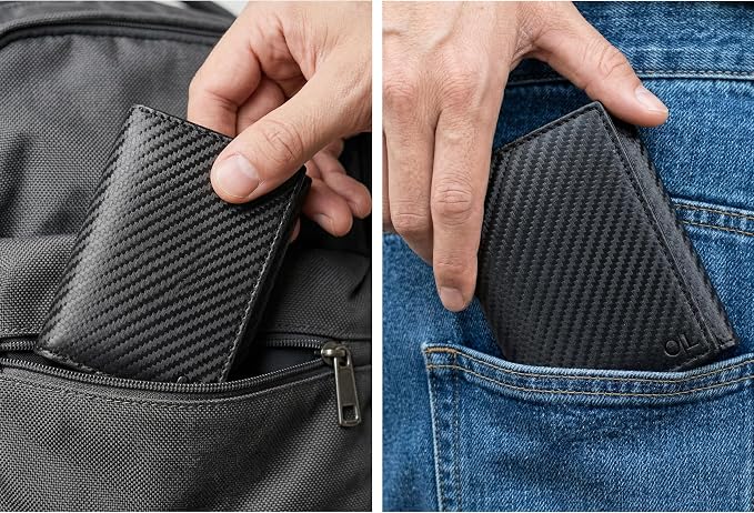 Tri fold Leather Wallet for Men with RFID | Slim Wallets for Men with 1 ID and 6 Credit card slots | Front Pocket Minimalist