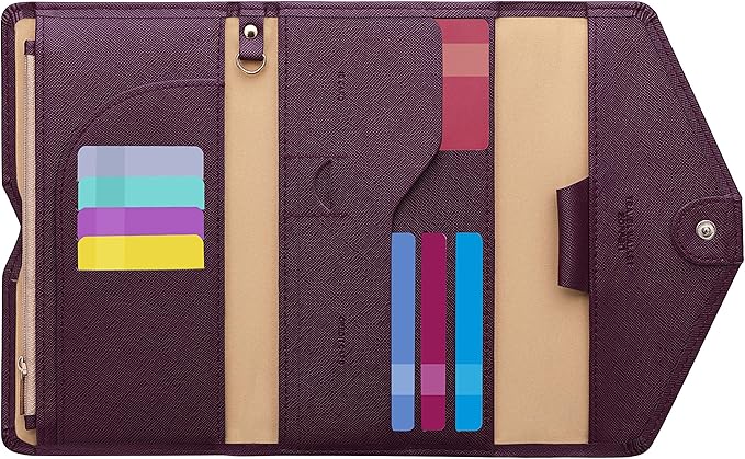 ZOPPEN Mulit-purpose Rfid Blocking Passport Holder Travel Wallet (Ver.4) Passport and Vaccine Card Holder ComboTri-fold Document Organizer Travel Essentials