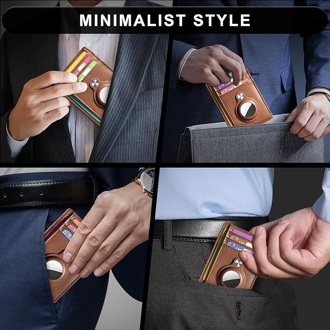 Hawanik Slim Minimalist Front Pocket Air Tag Wallet, RFID Blocking Card Holder Wallet with Airtag Holder