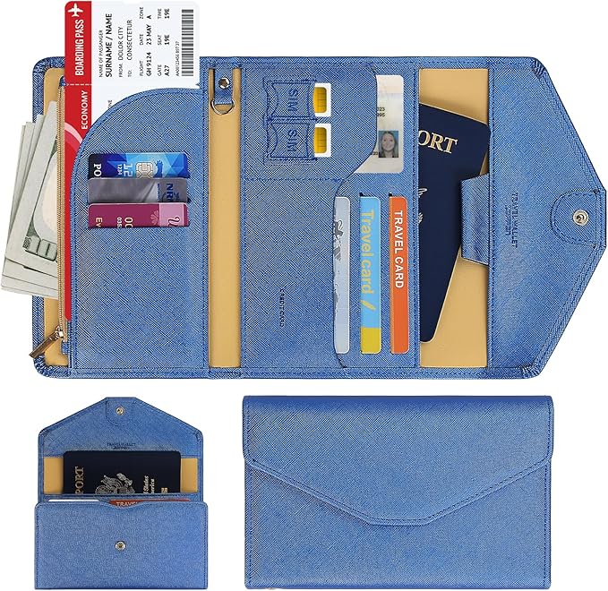 ZOPPEN Mulit-purpose Rfid Blocking Passport Holder Travel Wallet (Ver.4) Passport and Vaccine Card Holder ComboTri-fold Document Organizer Travel Essentials