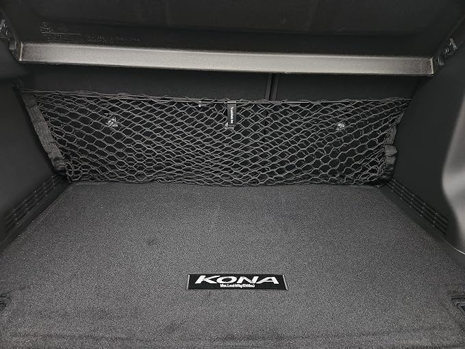 Envelope Style Automotive Elastic Trunk Mesh Cargo Net for Hyundai Kona Hybrid 2018-2026 - Premium Trunk Organizers and Storage - Luggage Net for Crossover - Best Car Organizer for Hyundai Kona EV