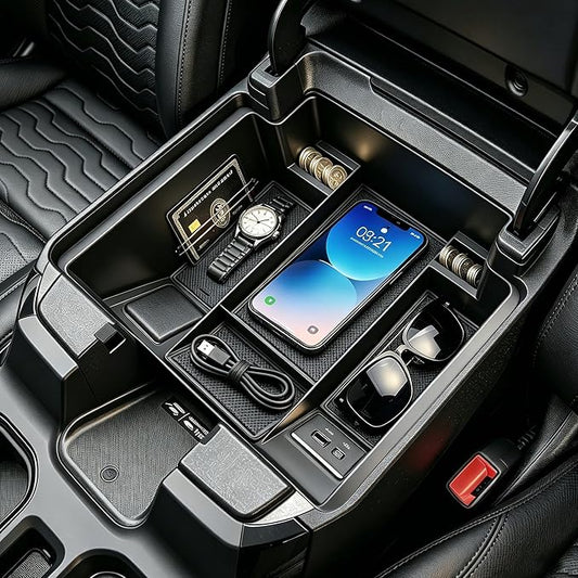 Autorder Center Console Organizer for 2022-2026 Chevy Silverado&GMC Sierra 1500/2024-2026 Silverado&Sierra 2500HD/3500HD Accessories Armrest Storage Box - Full Console w/Bucket Seats Only