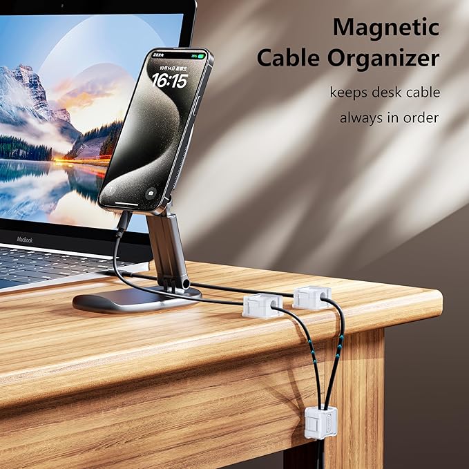 6 Pack Kailfee Magnetic Cable Clips - Smooth Adjustable Strong Magnet Adhesive Wire Organizer - 7.5mm Slot for All Cords - Ideal for Under Desk, Home, Office & Car - 6 pc White