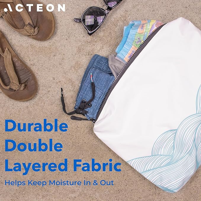 Acteon Wet Dry Travel Bag, Splash Water-Resistant & Heavy Duty Zipper Reusable Bags, Small Pocket-Friendly Pouch for Cloth Baby Diaper, Dirty Laundry Clothes, Swimsuit, Toiletries, Beach, Pool & Gym