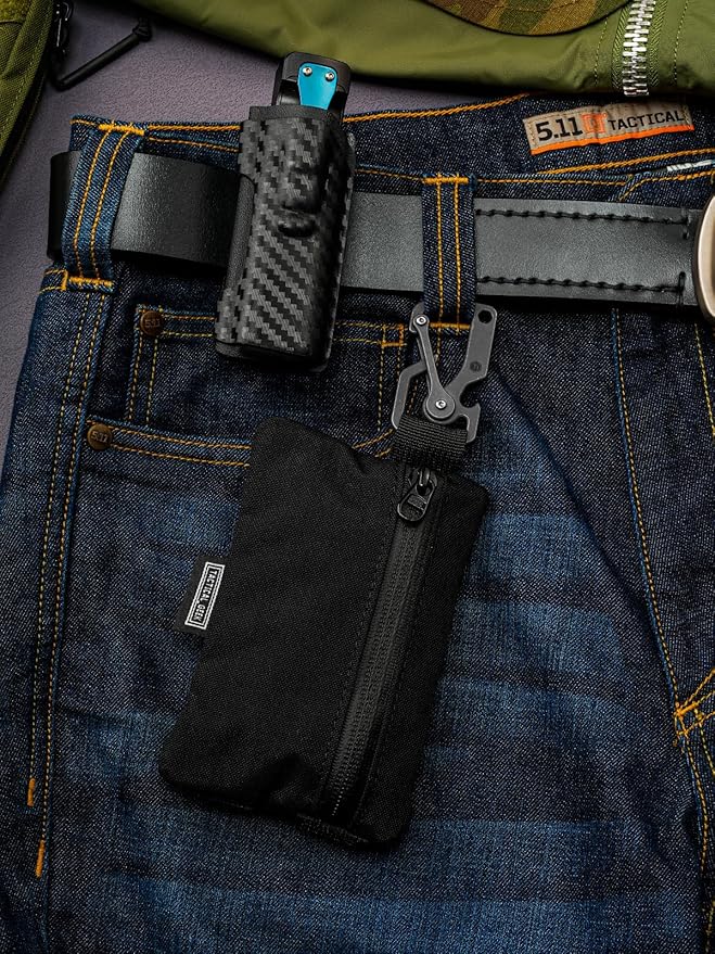 TACTICAL GEEK Storage A5 EDC Storage Pouch Set, Molle EDC Gadget Pouch, Multi-Functional Utility Small Tool Pocket for Daily Carry (Black/CR)
