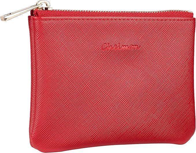 Chelmon Vegan Leather Coin Purse Pouch Change Purse With Zipper For Men Women