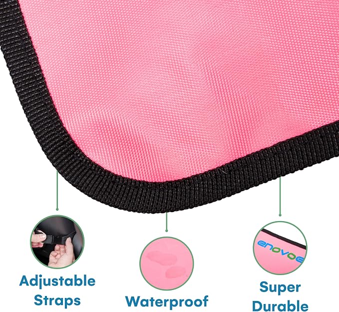 Enovoe Kick Mats - Set of 2 - Back of Seat Protector for Kids Feet - Car Seat Back Protector - Shields from Dirt and Scuffs - Durable Material - 16.8x32.8inch - Pink - Kick Mats Back Seat Protector