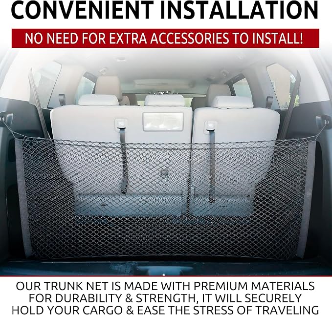 Envelope Style Trunk Mesh Cargo Net for Honda Odyssey 1995-2025 - Car Accessories - Premium Trunk Organizers and Storage - Cargo Net for SUV - Vehicle Carrier Organizer for Honda Odyssey