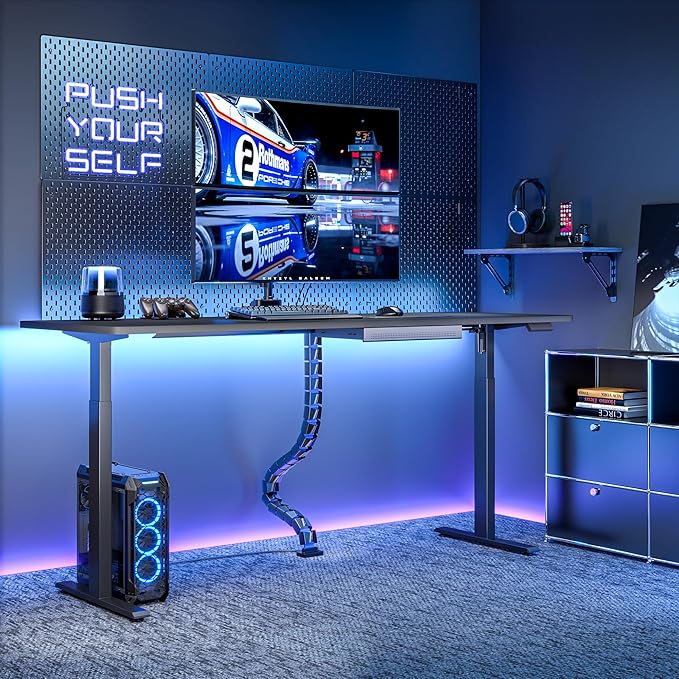 ARES WING Under Desk Cable Management Spine, Magnetic Vertebrae Cable Management for Standing Desk, Length Adjustable Cord Organizer with 20 Modular Vertebrae for Office and Gaming Desks, Blue