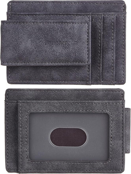 Toughergun Slim Wallet for Men RFID Blocking Money Clip, Minimalist Front Pocket Credit Card Holder, Magnetic Thin Mens Wallets with ID Window