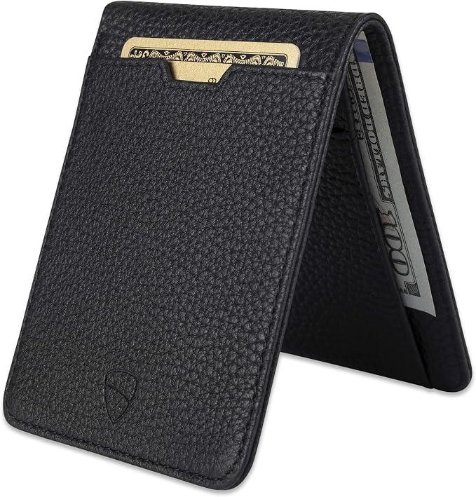 Vaultskin MANHATTAN Slim RFID Blocking Bifold Leather Wallet for Men - Men’s Leather Wallet, Front Pocket Minimalist Card Holder, Holds 9 Cards and Cash, Premium Italian Leather
