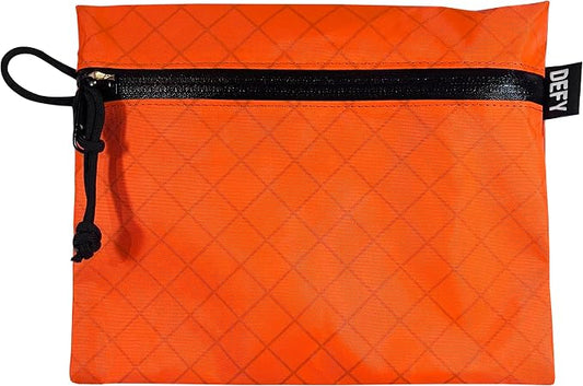 DEFY Project ECOPAK™ Travel Pouch | Lightweight Nylon Organizer Pouch For Accessories | Premium Tech Wallet | Water Resistant Travel Organizer (Large, Orange)