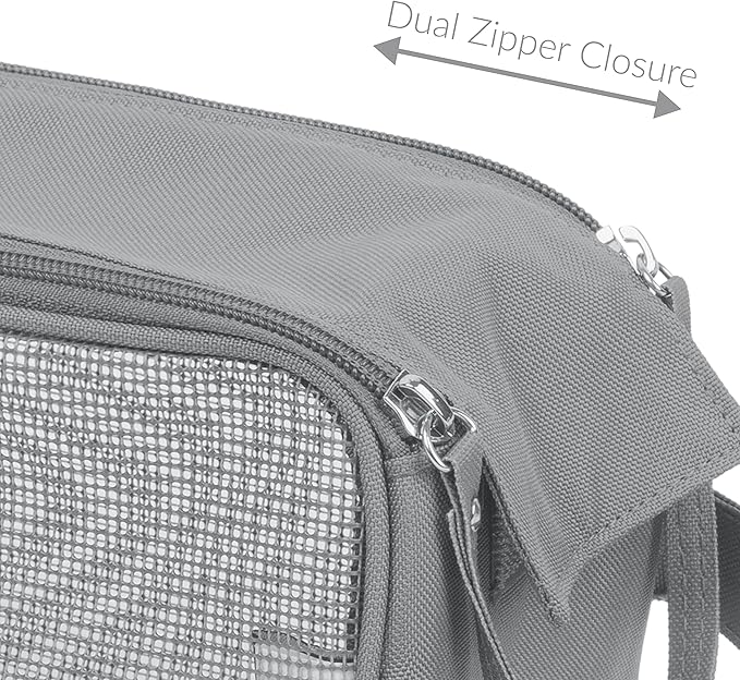 Simplify Hanging Mesh Toiletry Bag | Travel Organizer | Perfect for Dorm | Gym | Back to School | Shampoo | Shower Accessories | Grey