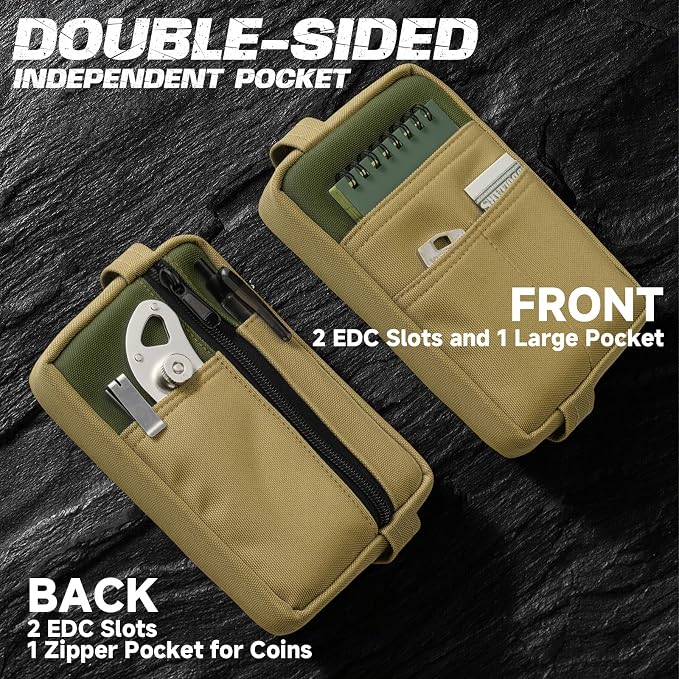 EDC Organizer Pouch for Men, Oxford Fabric EDC Pocket Organizer Multitool Pocket Pouch Small Storage Bag for Multi-Tool, Flashlight, Pen, Credit Card, Cash, Notebook