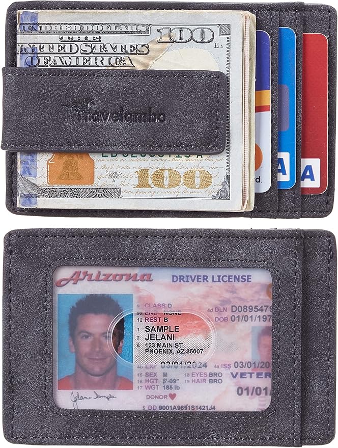 Travelambo Money Clip for Men Magnetic Front Pocket Wallet Slim Wallet Minimalist Card Holder RFID Blocking (Deep Grey)