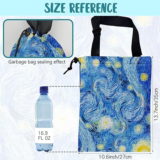 Car Garbage Bag Starry Night Hanging Canvas Car Trash Bag Waterproof Drawstring Car Back Seat Organizer for Car Back Front Seat Console with Adjustable Buckle