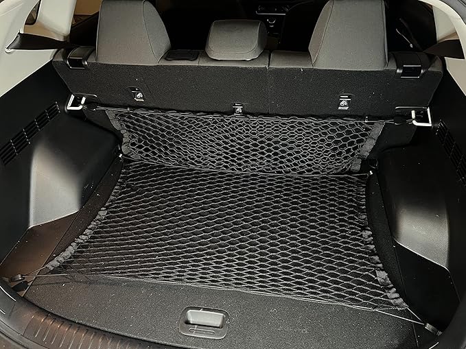 Rear Envelope + Floor Style Elastic Trunk Mesh Cargo Net for Kia Seltos S LX EX SX 2021-2025 - Premium Trunk Organizer and Storage - Luggage Net for Crossover - Best Car Organizer for Kia Seltos