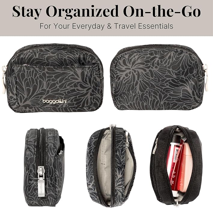 Baggallini Women's Pocket Cosmetic - Lightweight Bag - Travel Essentials Makeup Organizer Mini