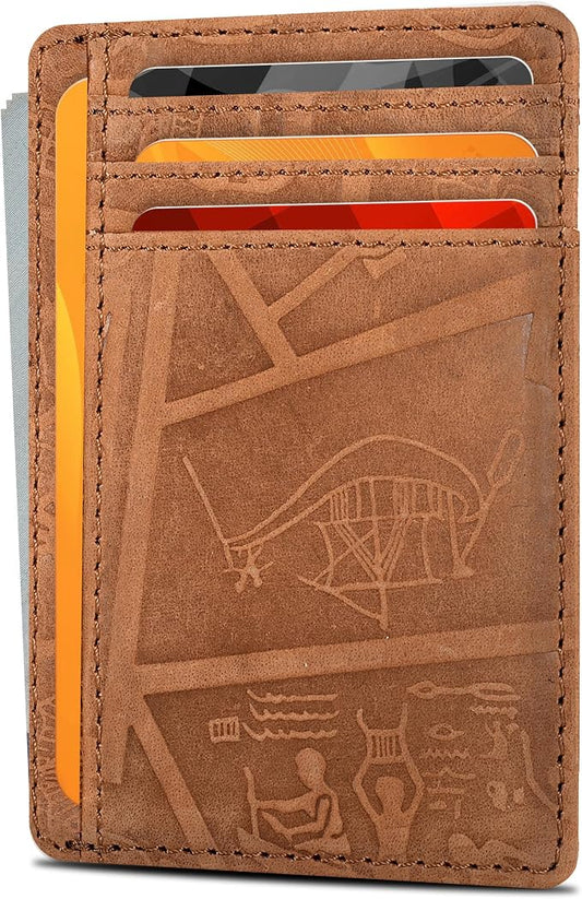 Oak Leathers Leather Slim Minimalist Wallet for Men & Women RFID Front Pocket Leather Card Holder Wallets (Egyptian Cognac)