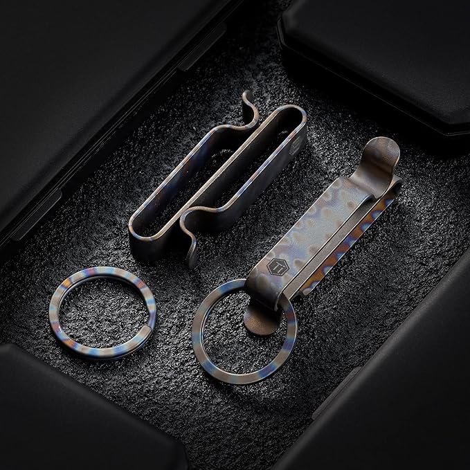 KeyUnity KM00 Titanium Belt Loop Keychain Clip Double Side Quick Release Key Holder with Detachable Key Ring