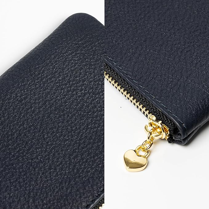 DAILANDO Mini Leather Coin Purse, Unisex Slim Zipper Card Holder and Coin Pouch with Keychain