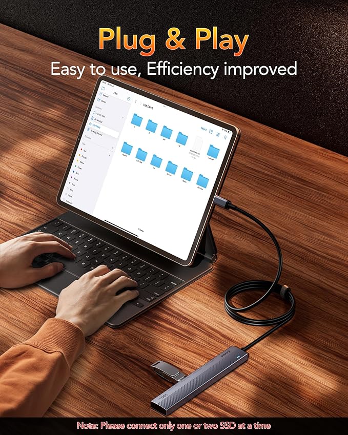 Aceele USB C Hub 10Gbps, 4 Port USB 3.2 Gen 2 Hub, USBC to USB-C Hub with 60cm/2ft Long Extension Cable, USBC Adapter Data Hub for MacBook Pro, MacBook, Samsung Chromebook and More