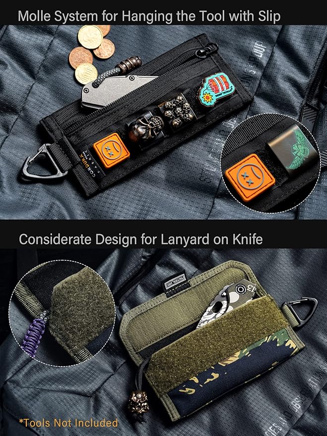 TACTICAL GEEK Storage A2 L Pouch Organizer, Nylon Handheld Wallet, Multi-Purpose EDC Storage Pocket, Multitools Pocket Organizer for Men, Compact Gadget Pouch for Daily Carry Black