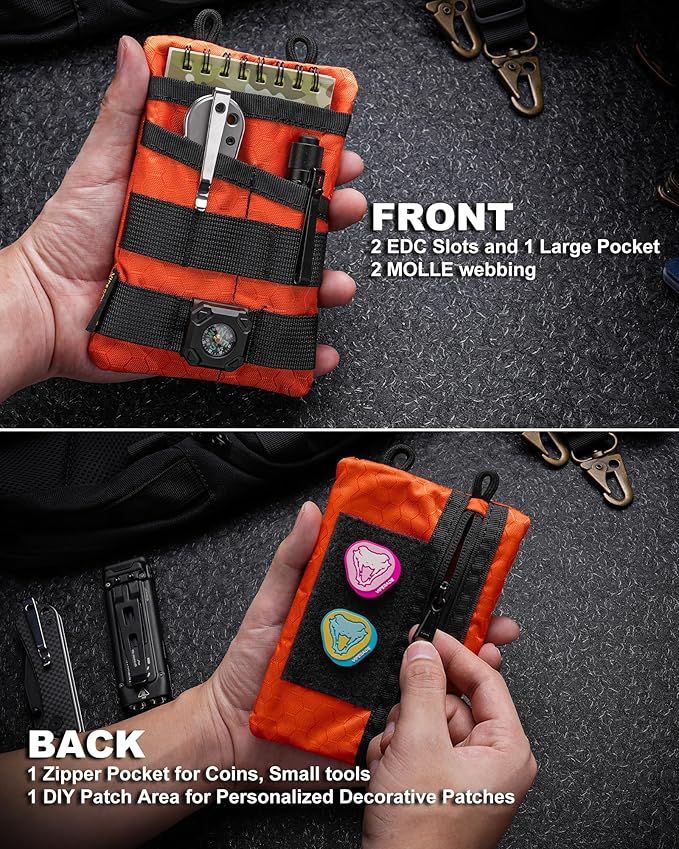 VIPERADE VE3-P EDC Pouch Small EDC Tool Bag Organiser Bag Pocket Organiser Nylon Multitool Bag Small for Torch Multitools Pen Notebook Black